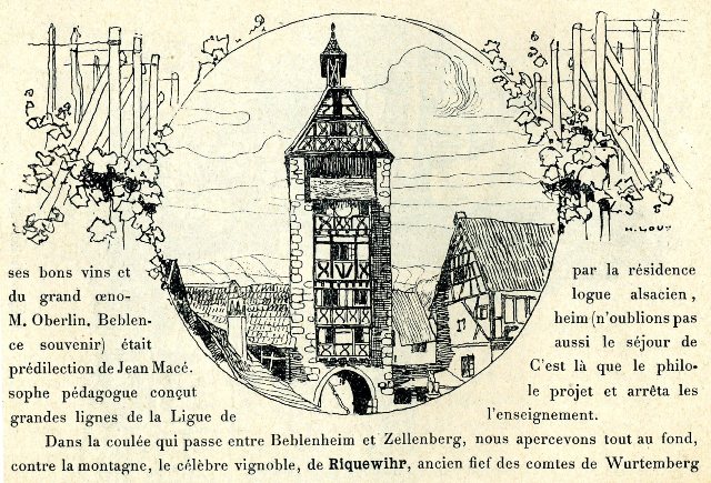 Illustration faite par H.Loux, apparue dans la brochure sur les Vins et coteaux d'Alsace