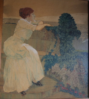 Mlle B dans les jardins de Leonardsau, signe C.Spindler, (vers 1913)